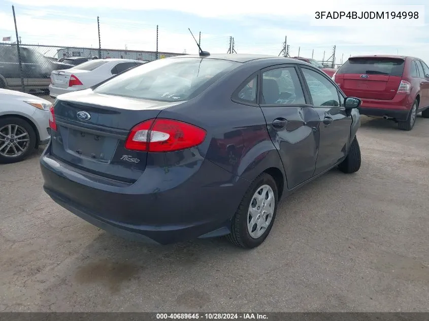 2013 Ford Fiesta Se VIN: 3FADP4BJ0DM194998 Lot: 40689645