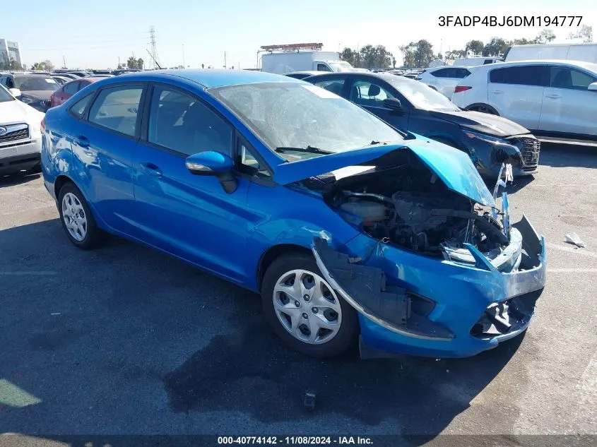 2013 Ford Fiesta Se VIN: 3FADP4BJ6DM194777 Lot: 40774142