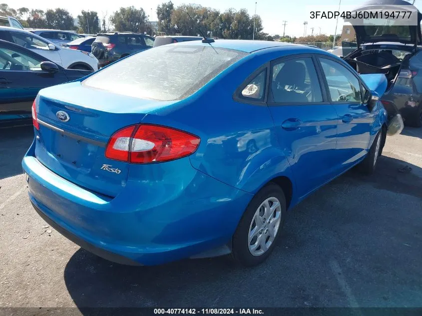 2013 Ford Fiesta Se VIN: 3FADP4BJ6DM194777 Lot: 40774142