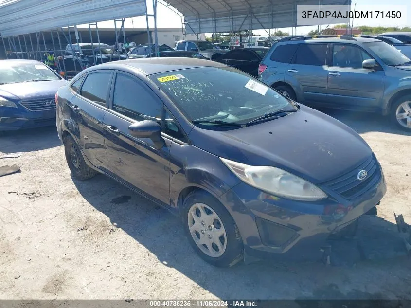 2013 Ford Fiesta S VIN: 3FADP4AJ0DM171450 Lot: 40785235