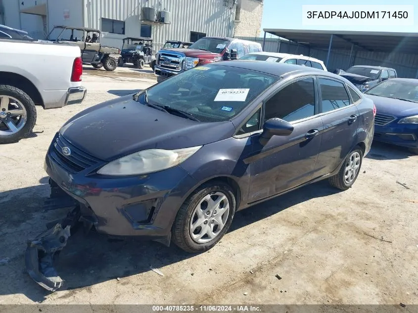 2013 Ford Fiesta S VIN: 3FADP4AJ0DM171450 Lot: 40785235