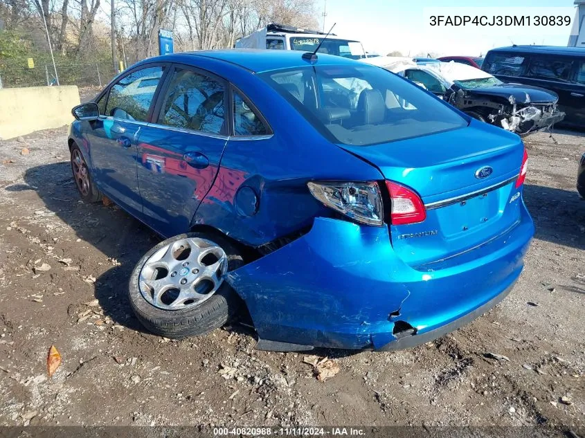 2013 Ford Fiesta Titanium VIN: 3FADP4CJ3DM130839 Lot: 40820988