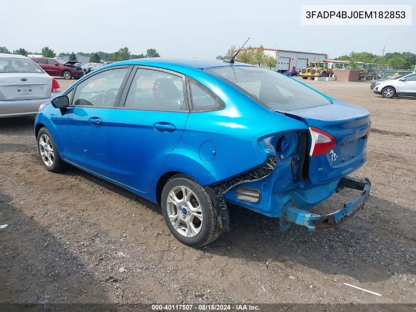 2014 Ford Fiesta Se VIN: 3FADP4BJ0EM182853 Lot: 40117507