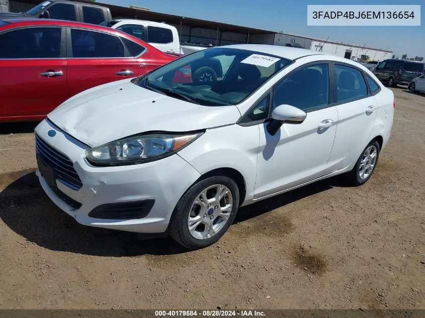 2014 Ford Fiesta Se VIN: 3FADP4BJ6EM136654 Lot: 40179584