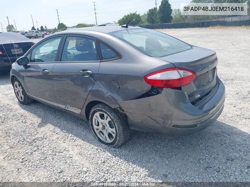 2014 Ford Fiesta Se VIN: 3FADP4BJ0EM216418 Lot: 40190085