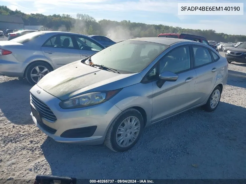 2014 Ford Fiesta Se VIN: 3FADP4BE6EM140190 Lot: 40265737