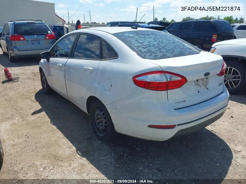 2014 Ford Fiesta S VIN: 3FADP4AJ5EM221874 Lot: 40303521