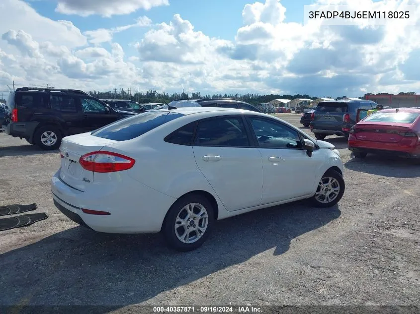 2014 Ford Fiesta Se VIN: 3FADP4BJ6EM118025 Lot: 40357871