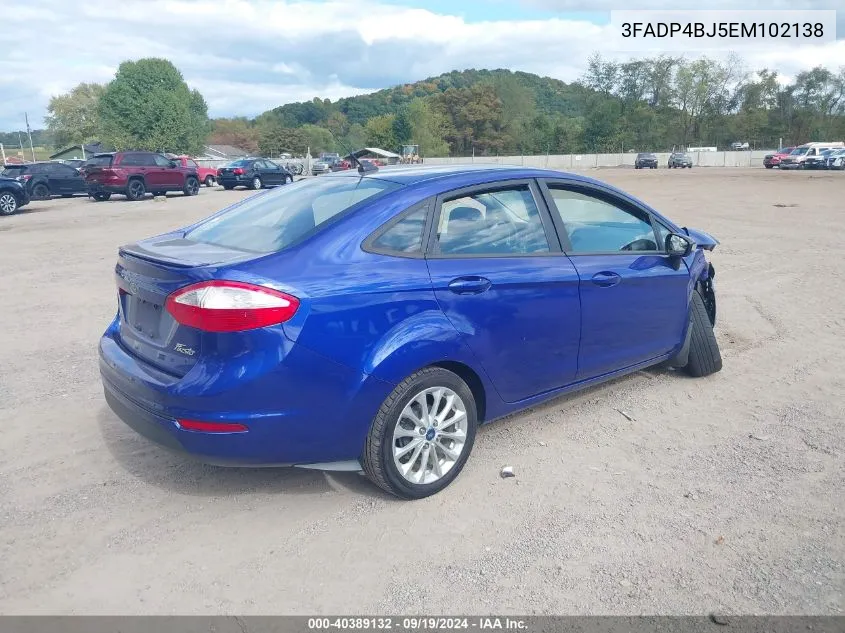 2014 Ford Fiesta Se VIN: 3FADP4BJ5EM102138 Lot: 40389132