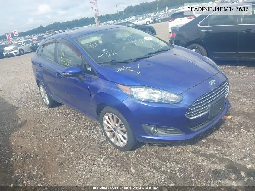 2014 Ford Fiesta Se VIN: 3FADP4BJ4EM147636 Lot: 40474593