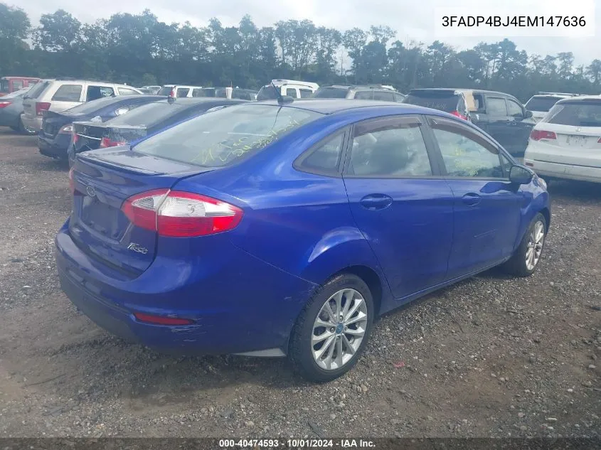 2014 Ford Fiesta Se VIN: 3FADP4BJ4EM147636 Lot: 40474593