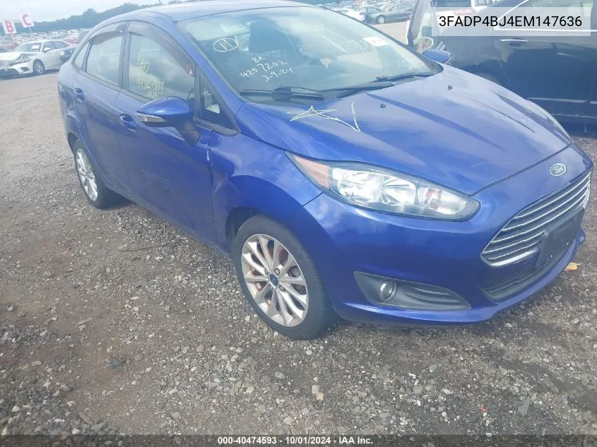 2014 Ford Fiesta Se VIN: 3FADP4BJ4EM147636 Lot: 40474593