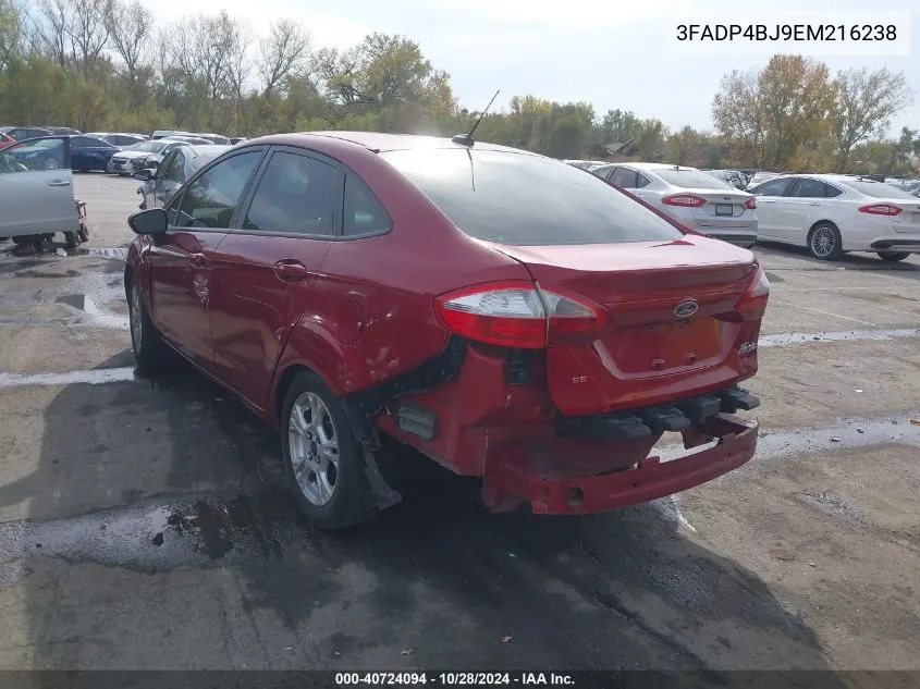 2014 Ford Fiesta Se VIN: 3FADP4BJ9EM216238 Lot: 40724094