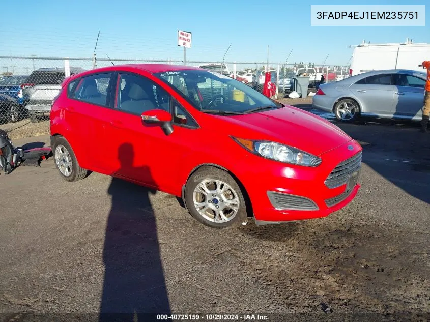 2014 Ford Fiesta Se VIN: 3FADP4EJ1EM235751 Lot: 40725159