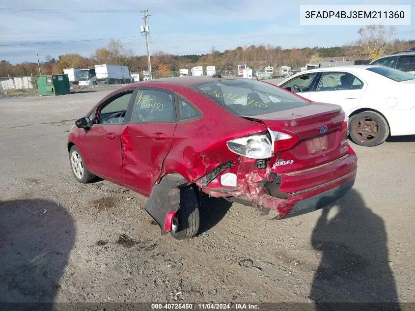 2014 Ford Fiesta Se VIN: 3FADP4BJ3EM211360 Lot: 40725450