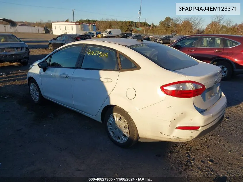 2014 Ford Fiesta S VIN: 3FADP4AJ4EM123371 Lot: 40827905