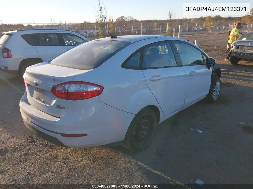 2014 Ford Fiesta S VIN: 3FADP4AJ4EM123371 Lot: 40827905