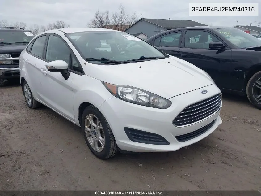 2014 Ford Fiesta Se VIN: 3FADP4BJ2EM240316 Lot: 40830140