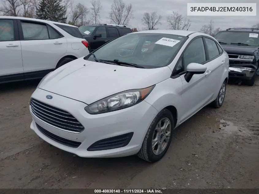 2014 Ford Fiesta Se VIN: 3FADP4BJ2EM240316 Lot: 40830140