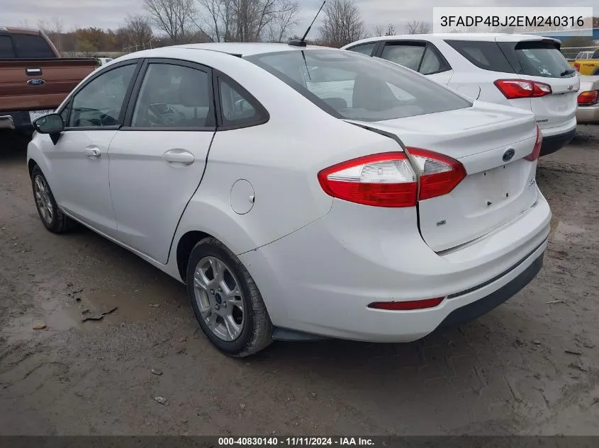 2014 Ford Fiesta Se VIN: 3FADP4BJ2EM240316 Lot: 40830140