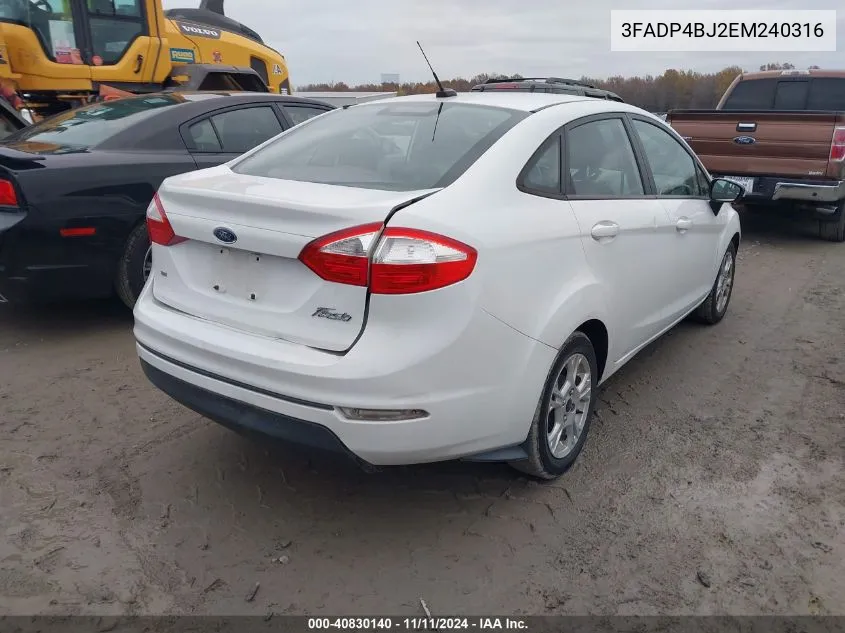 2014 Ford Fiesta Se VIN: 3FADP4BJ2EM240316 Lot: 40830140