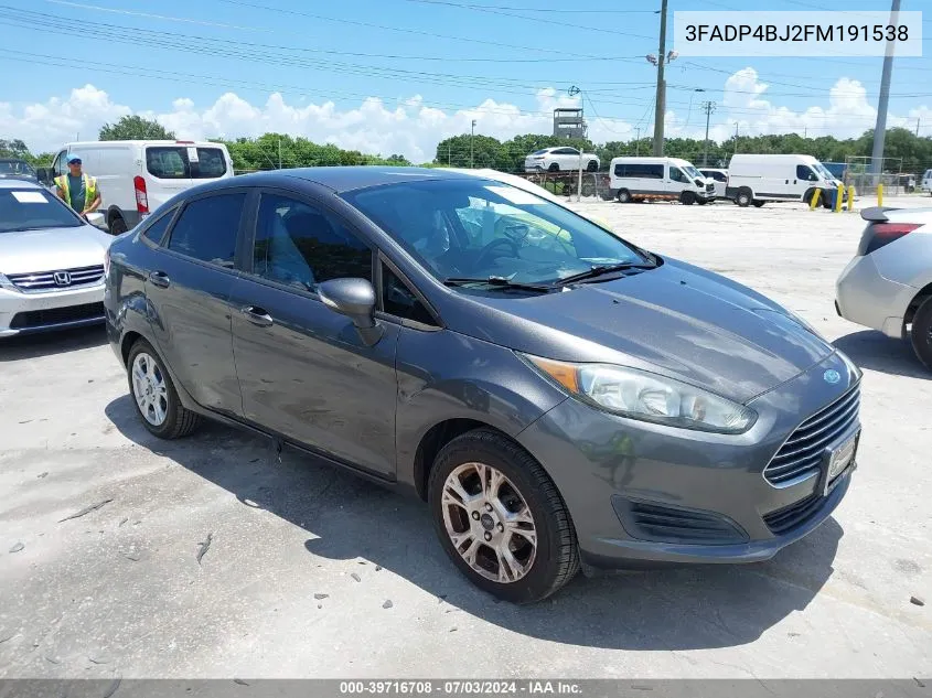 2015 Ford Fiesta Se VIN: 3FADP4BJ2FM191538 Lot: 39716708