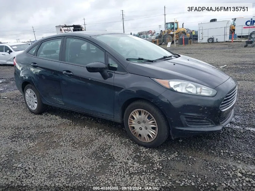 2015 Ford Fiesta S VIN: 3FADP4AJ6FM135751 Lot: 40355005