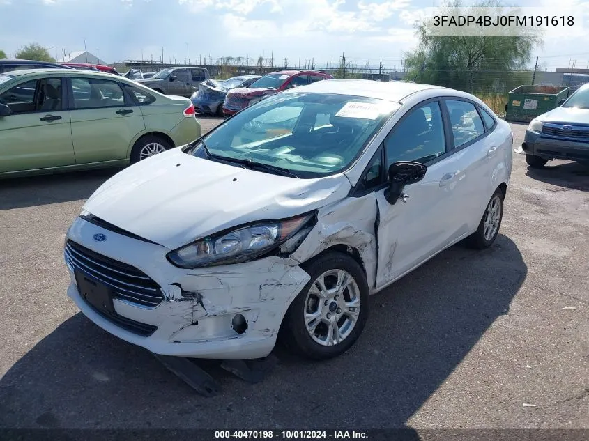 2015 Ford Fiesta Se VIN: 3FADP4BJ0FM191618 Lot: 40470198