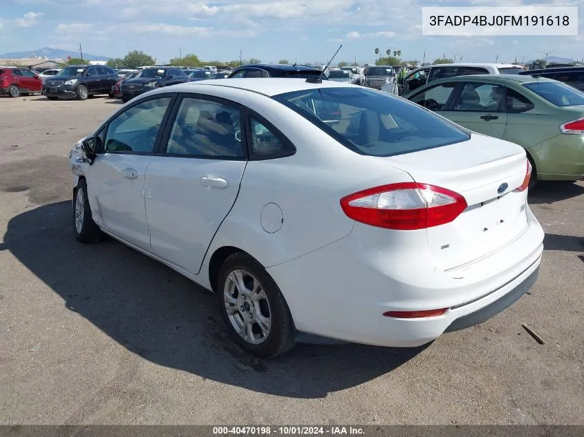 2015 Ford Fiesta Se VIN: 3FADP4BJ0FM191618 Lot: 40470198