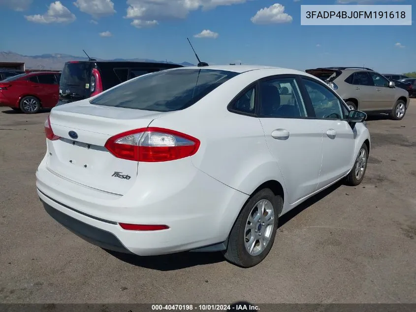 2015 Ford Fiesta Se VIN: 3FADP4BJ0FM191618 Lot: 40470198