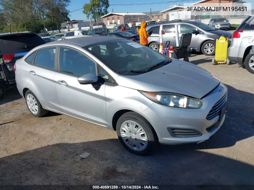 2015 Ford Fiesta S VIN: 3FADP4AJ8FM195451 Lot: 40591289