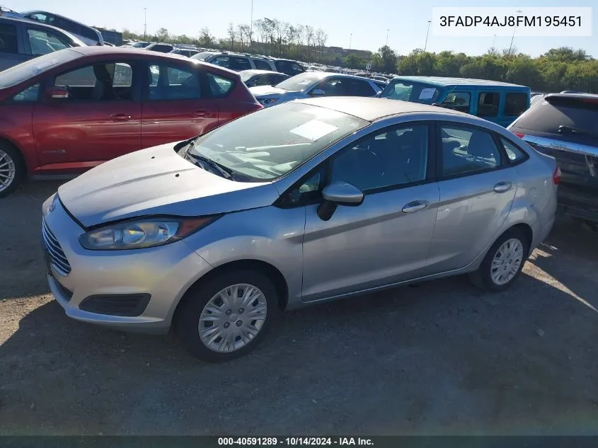 2015 Ford Fiesta S VIN: 3FADP4AJ8FM195451 Lot: 40591289