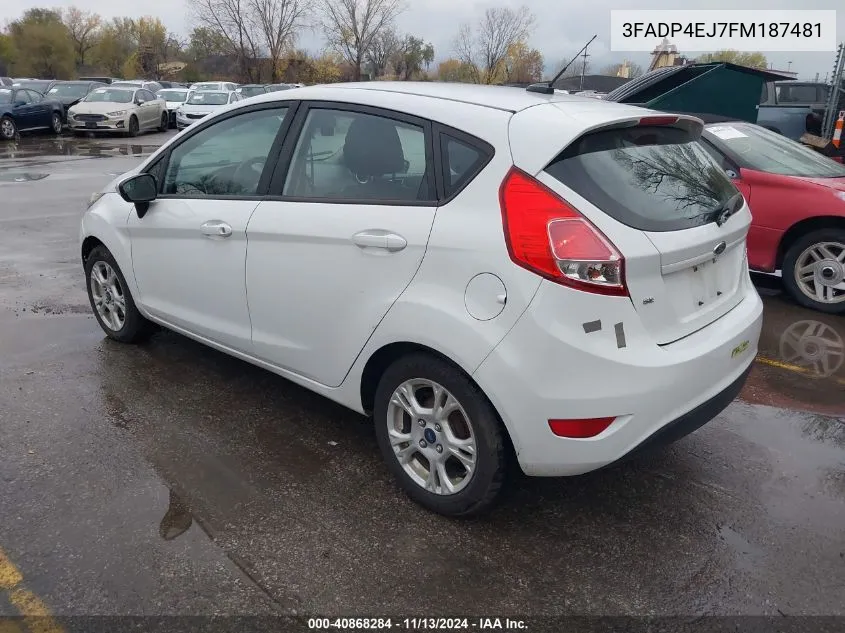 2015 Ford Fiesta Se VIN: 3FADP4EJ7FM187481 Lot: 40868284