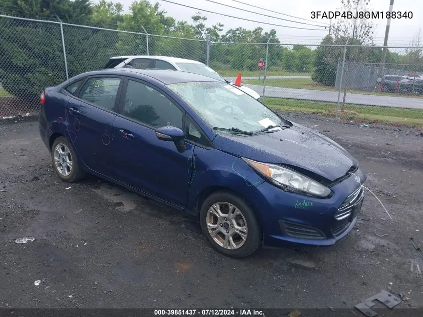 2016 Ford Fiesta Se VIN: 3FADP4BJ8GM188340 Lot: 39851437