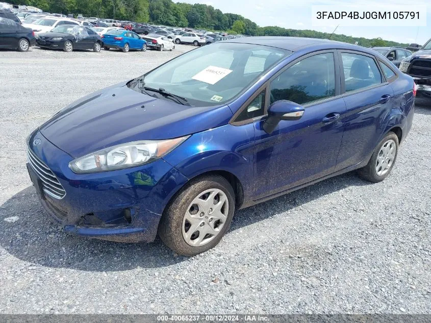 2016 Ford Fiesta Se VIN: 3FADP4BJ0GM105791 Lot: 40065237