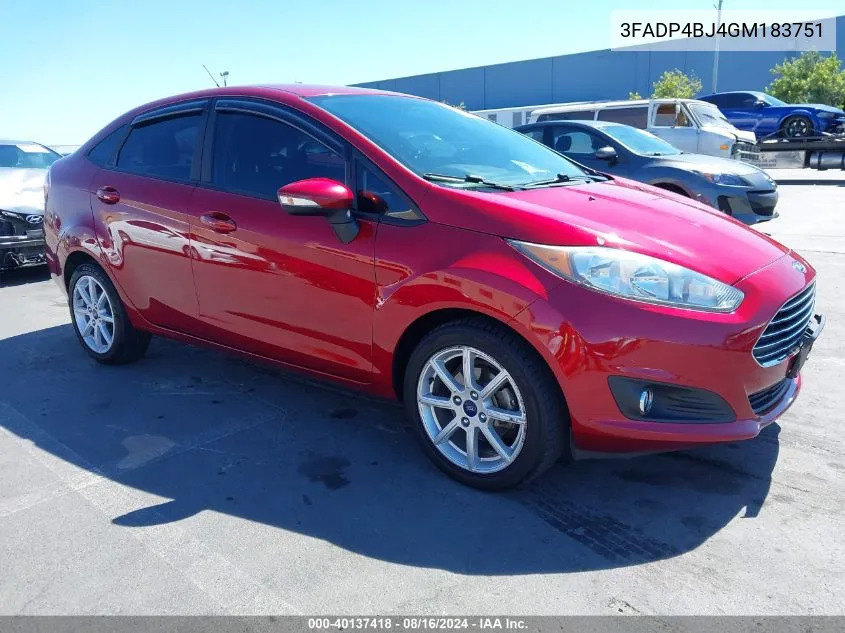 2016 Ford Fiesta Se VIN: 3FADP4BJ4GM183751 Lot: 40137418