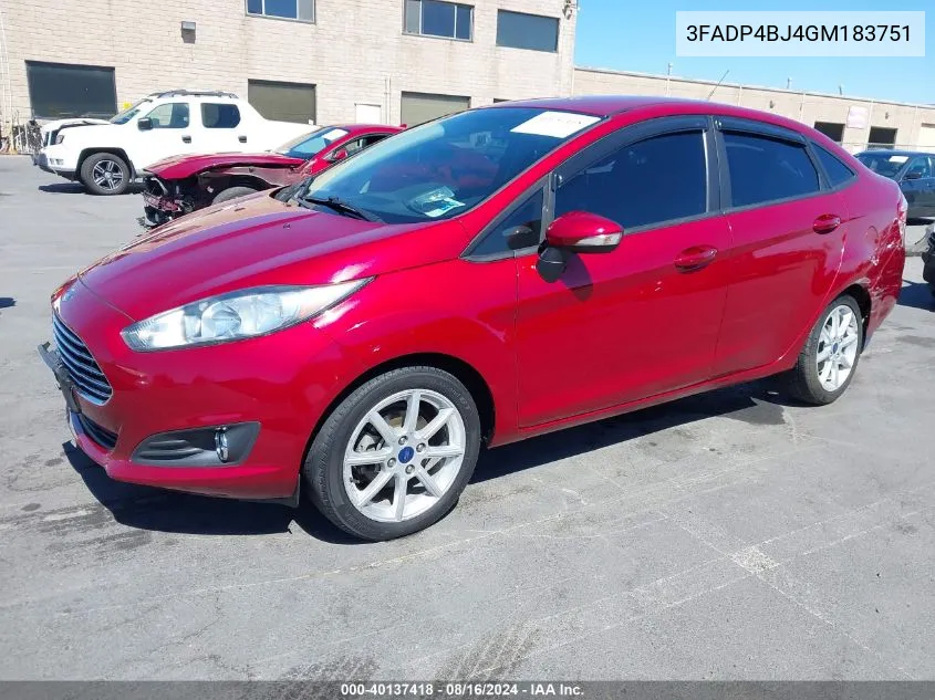 2016 Ford Fiesta Se VIN: 3FADP4BJ4GM183751 Lot: 40137418