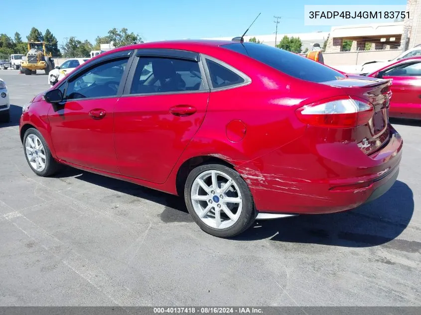 2016 Ford Fiesta Se VIN: 3FADP4BJ4GM183751 Lot: 40137418