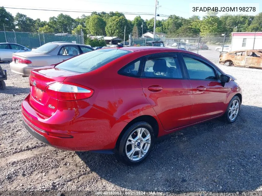 2016 Ford Fiesta Se VIN: 3FADP4BJ2GM198278 Lot: 40153083