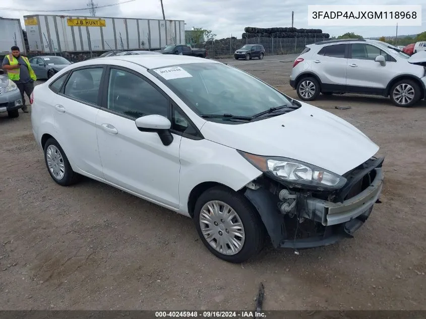 2016 Ford Fiesta S VIN: 3FADP4AJXGM118968 Lot: 40245948