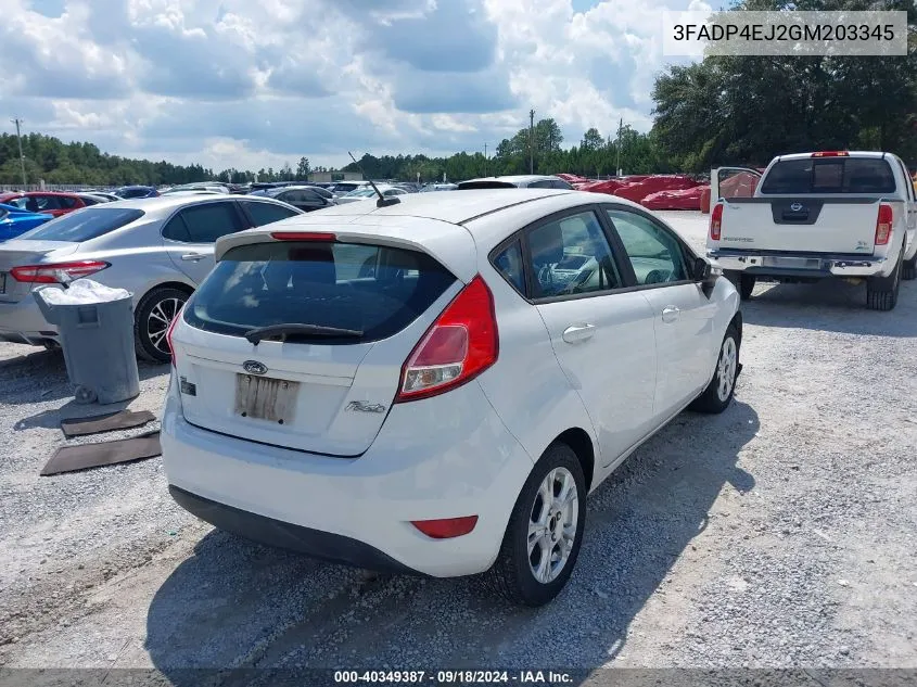 2016 Ford Fiesta Se VIN: 3FADP4EJ2GM203345 Lot: 40349387