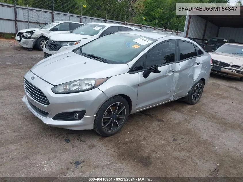 2016 Ford Fiesta Se VIN: 3FADP4BJ6GM154347 Lot: 40410951