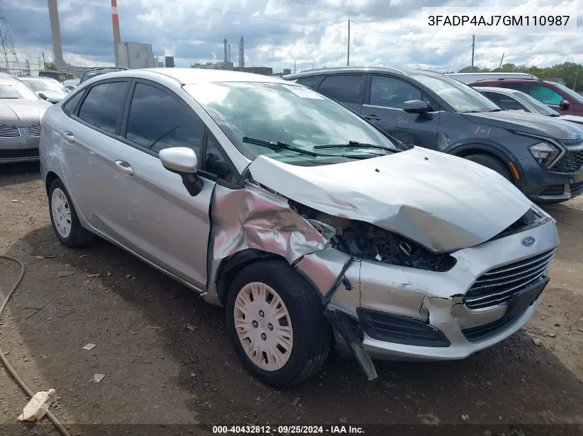 2016 Ford Fiesta S VIN: 3FADP4AJ7GM110987 Lot: 40432812