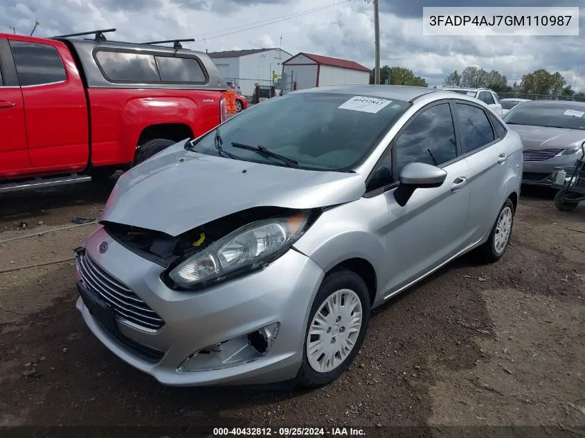 2016 Ford Fiesta S VIN: 3FADP4AJ7GM110987 Lot: 40432812