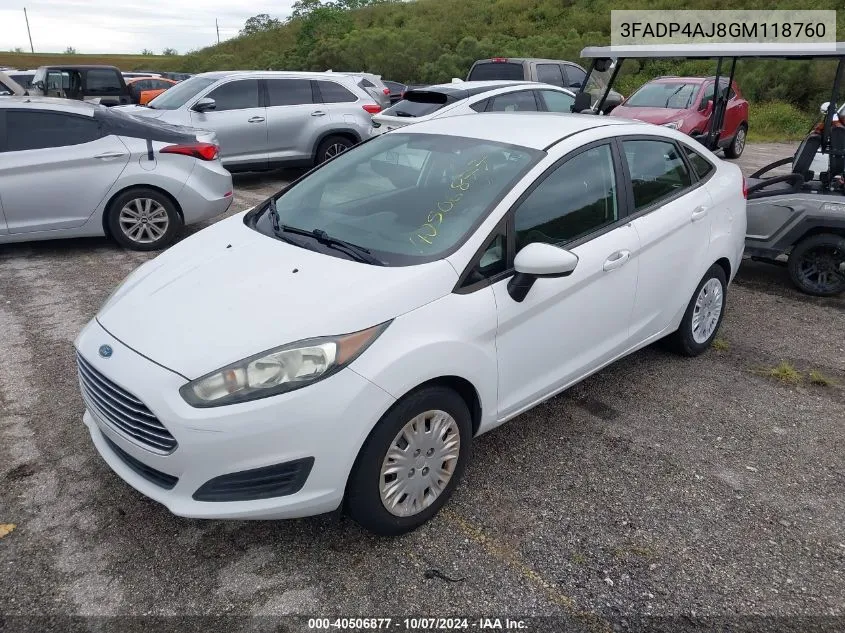 2016 Ford Fiesta S VIN: 3FADP4AJ8GM118760 Lot: 40506877