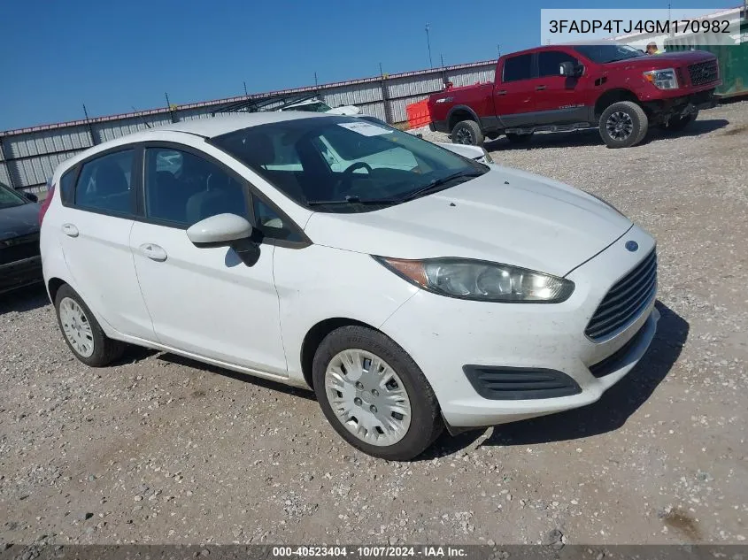 2016 Ford Fiesta S VIN: 3FADP4TJ4GM170982 Lot: 40523404