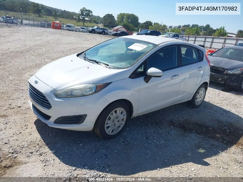 2016 Ford Fiesta S VIN: 3FADP4TJ4GM170982 Lot: 40523404