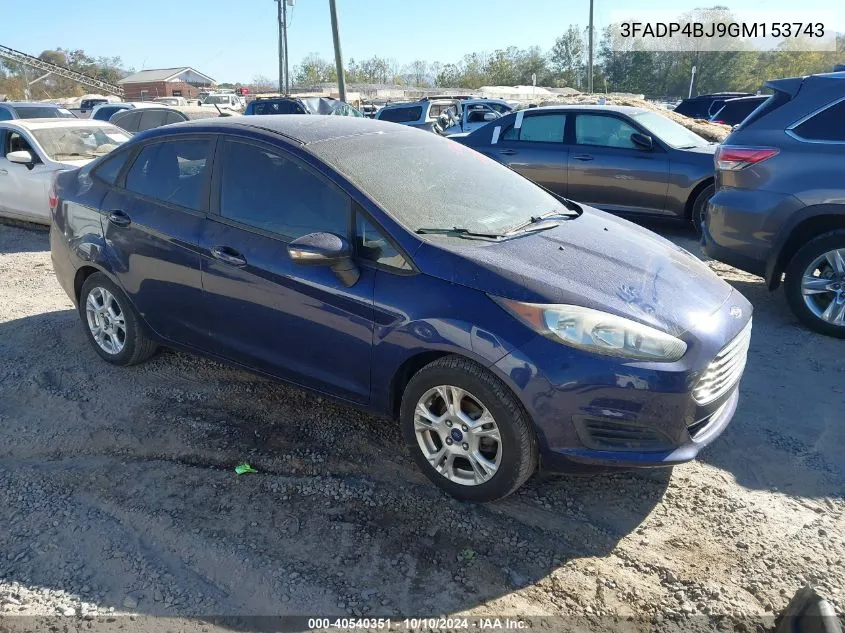 2016 Ford Fiesta Se VIN: 3FADP4BJ9GM153743 Lot: 40540351