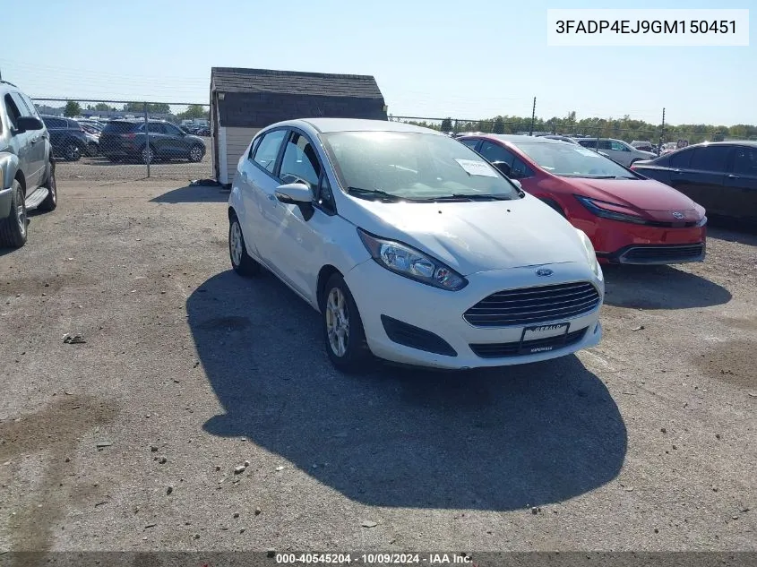 2016 Ford Fiesta Se VIN: 3FADP4EJ9GM150451 Lot: 40545204