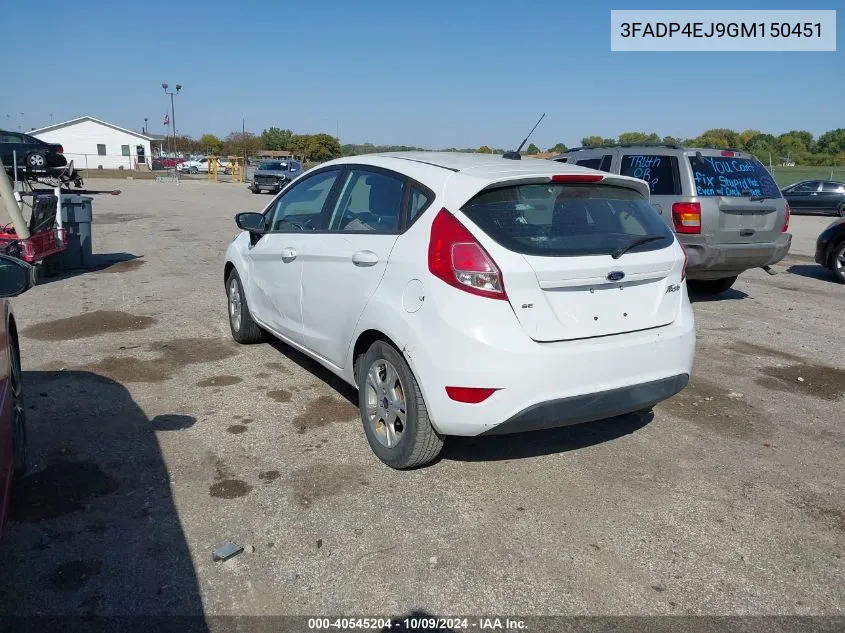 2016 Ford Fiesta Se VIN: 3FADP4EJ9GM150451 Lot: 40545204